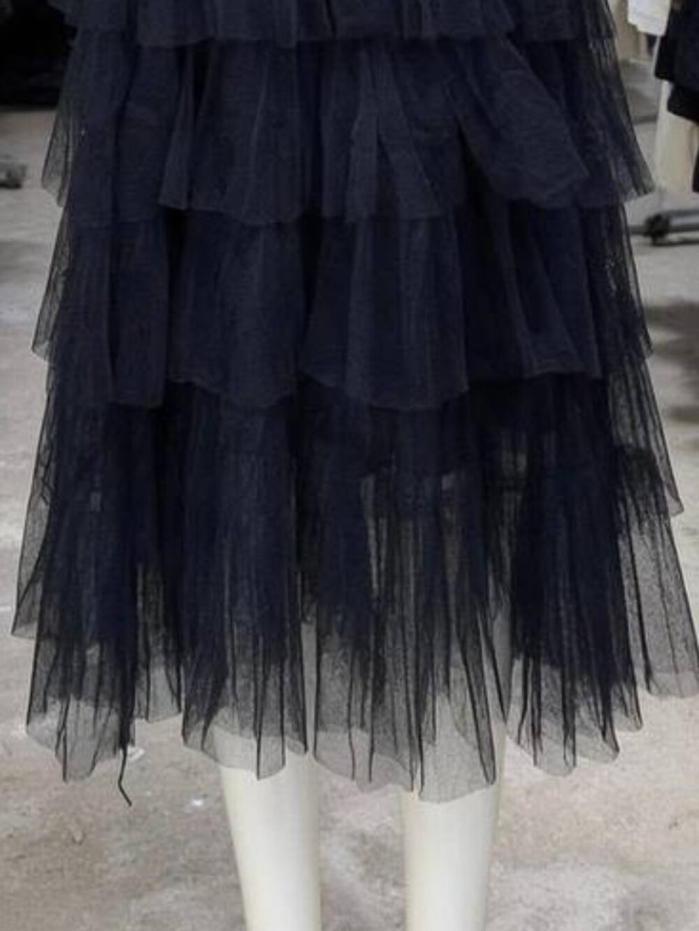 Black Tiered Tulle Maxi Skirt – Layered Ruffle Mesh Skirt - Picture 4 of 5